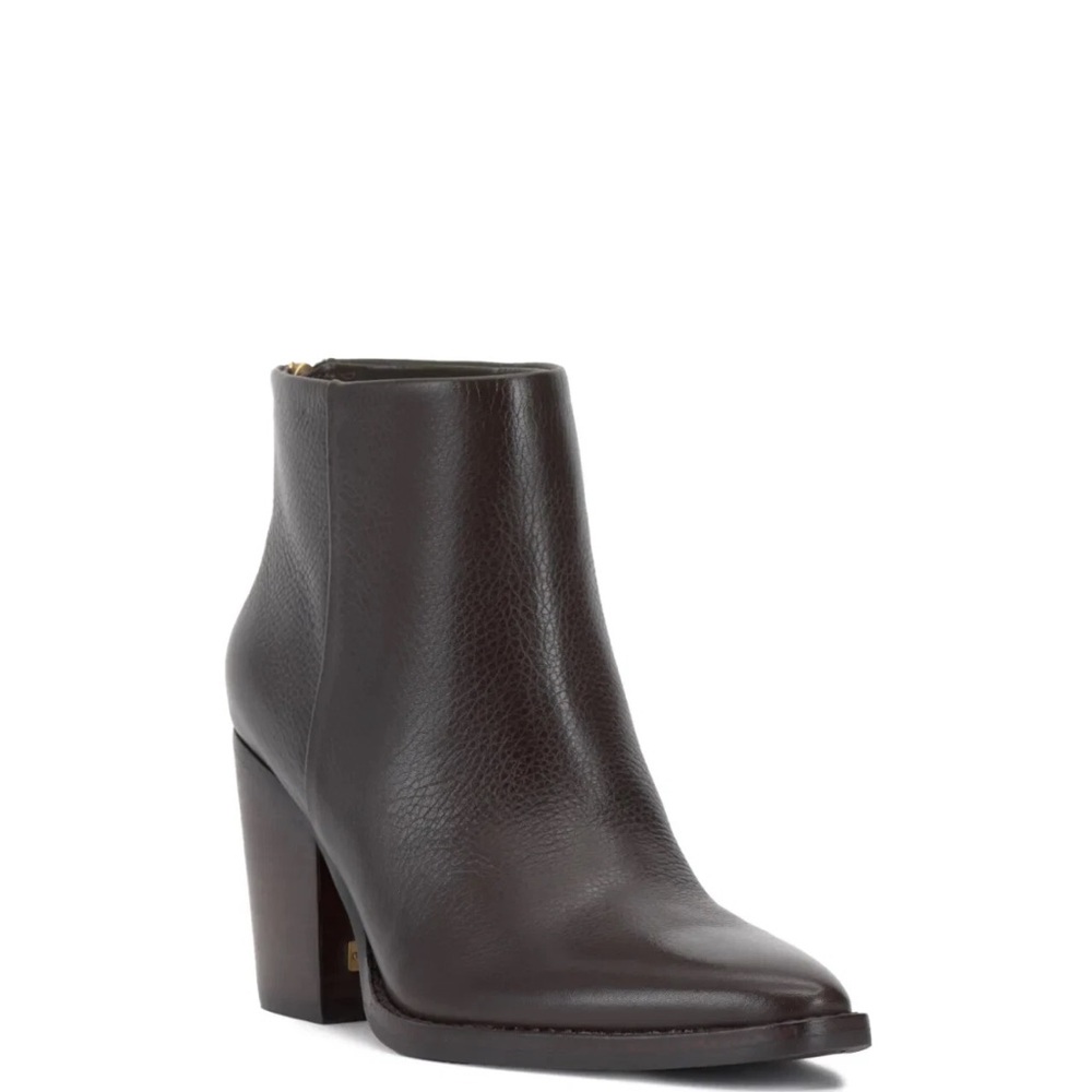 Vince Camuto Dark Brown Leather Ankle Bootie